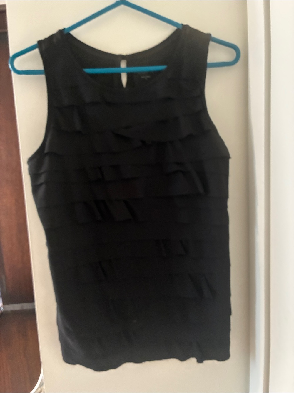 LOFT Black Ruffle Layered Sleeveless Camisole